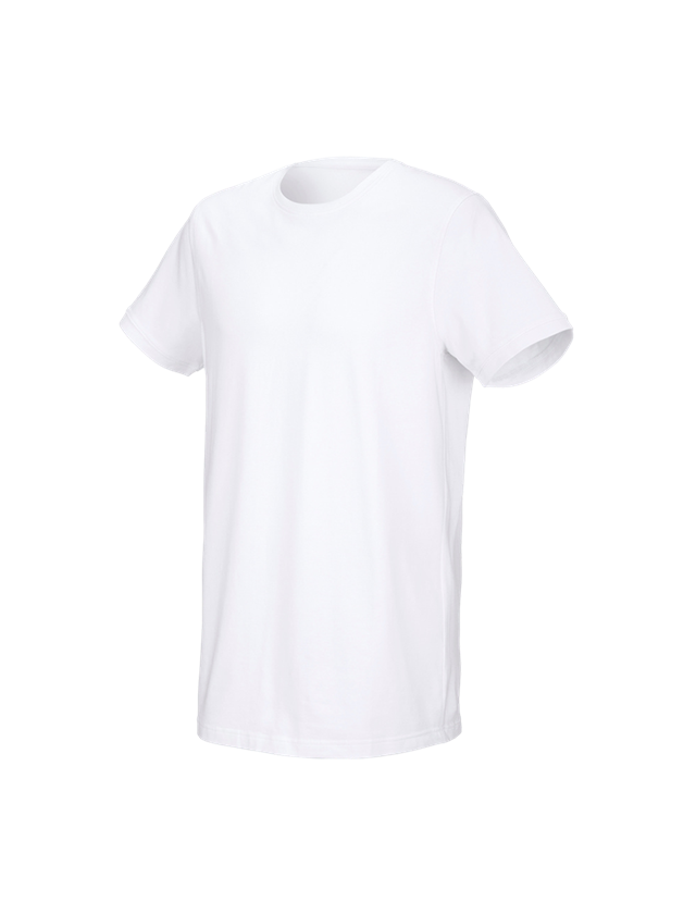 Hauts: e.s. T-Shirt cotton stretch, long fit + blanc 1