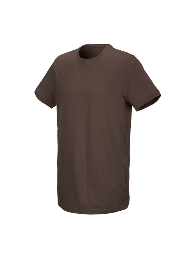 Hauts: e.s. T-Shirt cotton stretch, long fit + marron 1