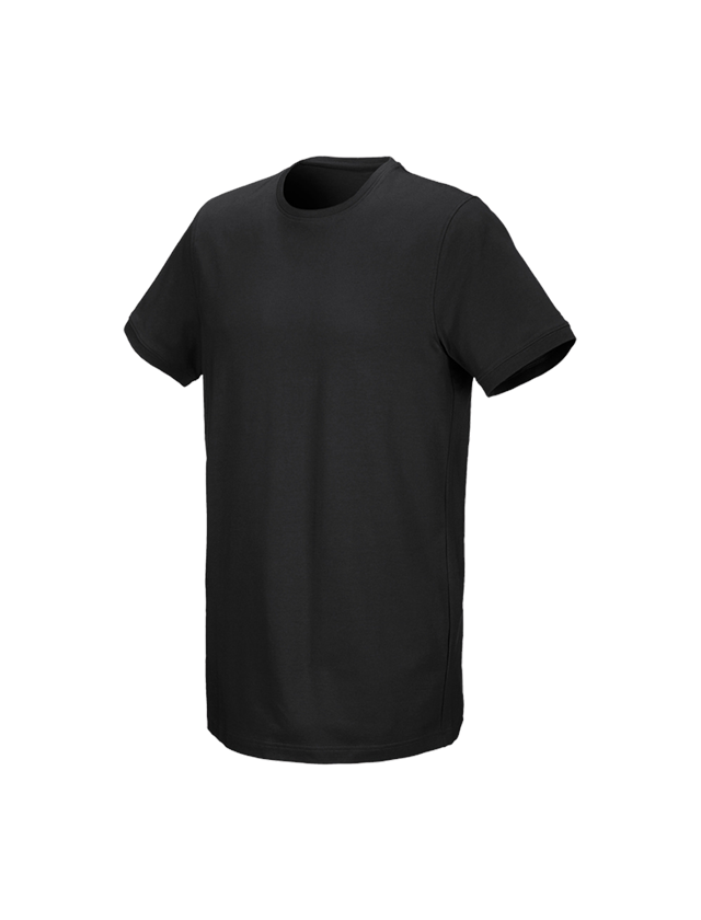 Shirts & Co.: e.s. T-Shirt cotton stretch, long fit + schwarz 1