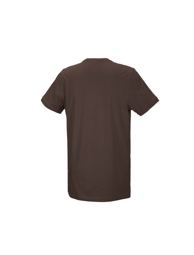 Hauts: e.s. T-Shirt cotton stretch, long fit + marron 2