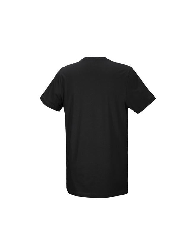 Shirts & Co.: e.s. T-Shirt cotton stretch, long fit + schwarz 2