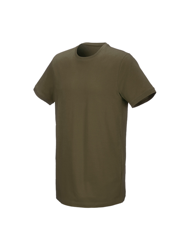 Shirts & Co.: e.s. T-Shirt cotton stretch, long fit + schlammgrün 1