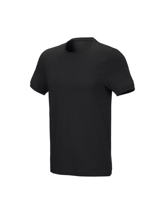 Shirts & Co.: e.s. T-Shirt cotton stretch, slim fit + schwarz 1