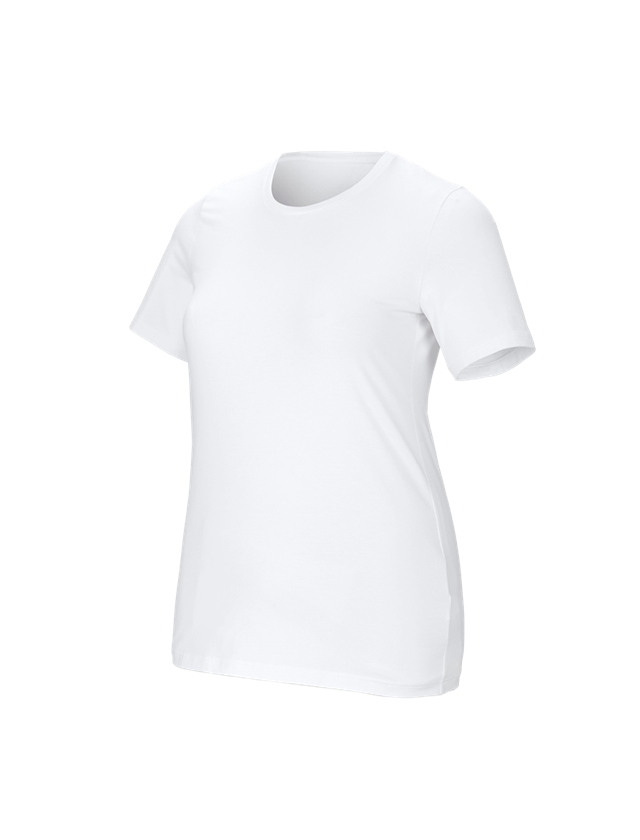 Themen: e.s. T-Shirt cotton stretch, Damen, plus fit + weiß 1
