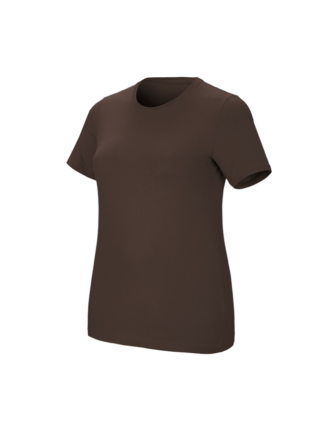 Shirts & Co.: e.s. T-Shirt cotton stretch, Damen, plus fit + kastanie