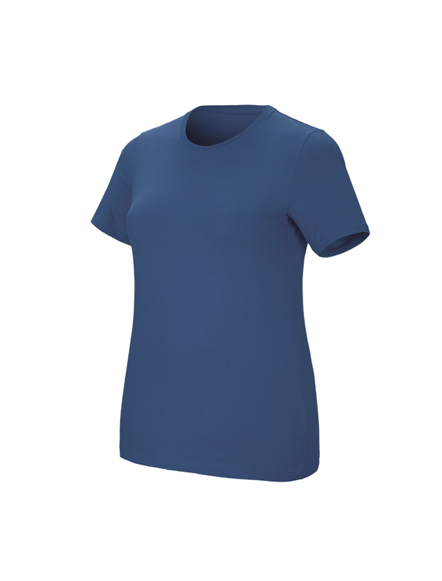 Shirts & Co.: e.s. T-Shirt cotton stretch, Damen, plus fit + kobalt