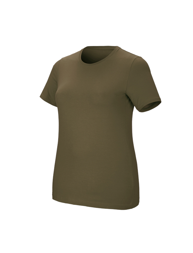 Shirts, Pullover & more: e.s. T-shirt cotton stretch, ladies', plus fit + mudgreen 1