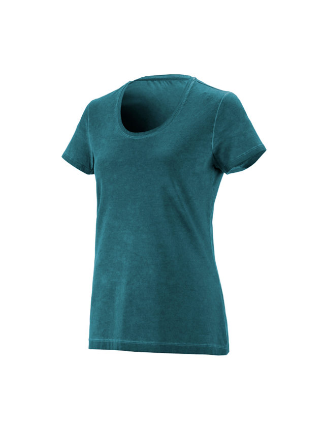 Shirts & Co.: e.s. T-Shirt vintage cotton stretch, Damen + dunkelcyan vintage 1