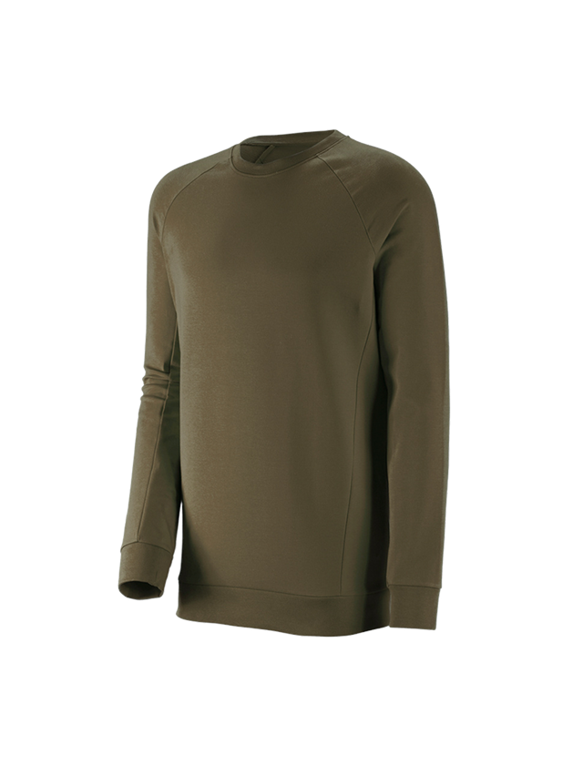 Shirts, Pullover & more: e.s. Sweatshirt cotton stretch, long fit + mudgreen 1
