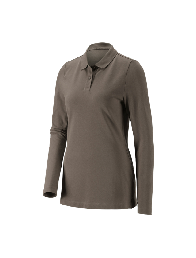 Shirts & Co.: e.s. Piqué-Polo Longsleeve cotton stretch,Damen + stein