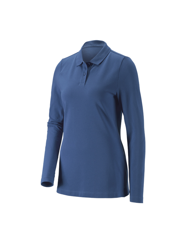 Shirts & Co.: e.s. Piqué-Polo Longsleeve cotton stretch,Damen + kobalt
