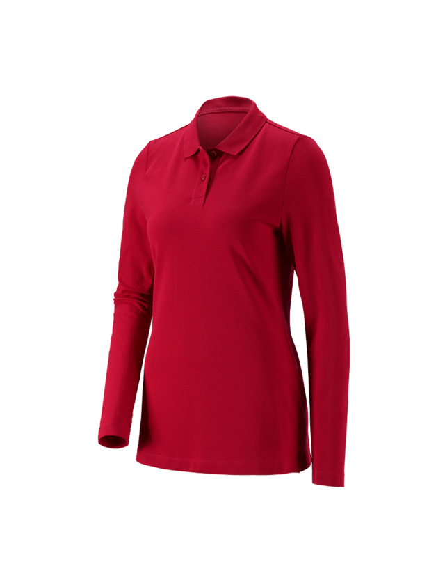 Shirts, Pullover & more: e.s. Pique-Polo longsleeve cotton stretch,ladies' + fiery red
