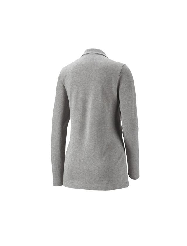Shirts, Pullover & more: e.s. Pique-Polo longsleeve cotton stretch,ladies' + grey melange 1