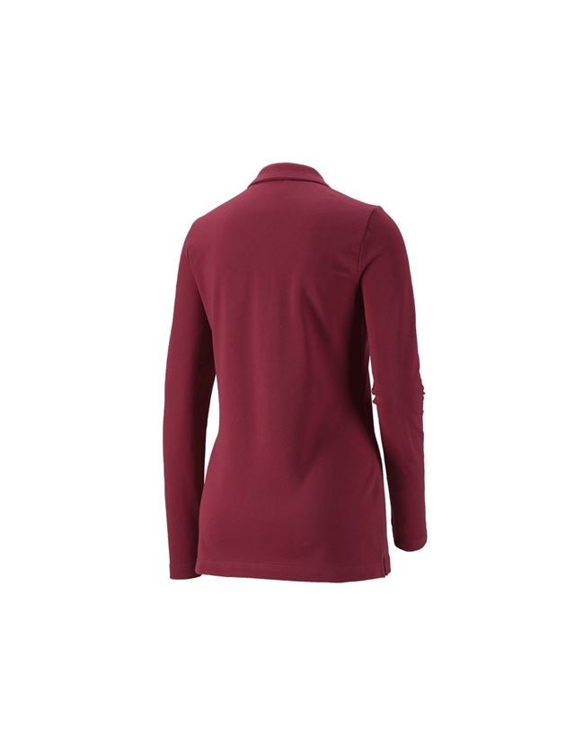 Shirts & Co.: e.s. Piqué-Polo Longsleeve cotton stretch,Damen + bordeaux 1