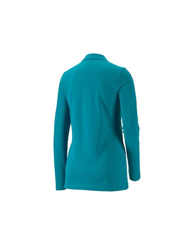 Shirts & Co.: e.s. Piqué-Polo Longsleeve cotton stretch,Damen + ozean 1