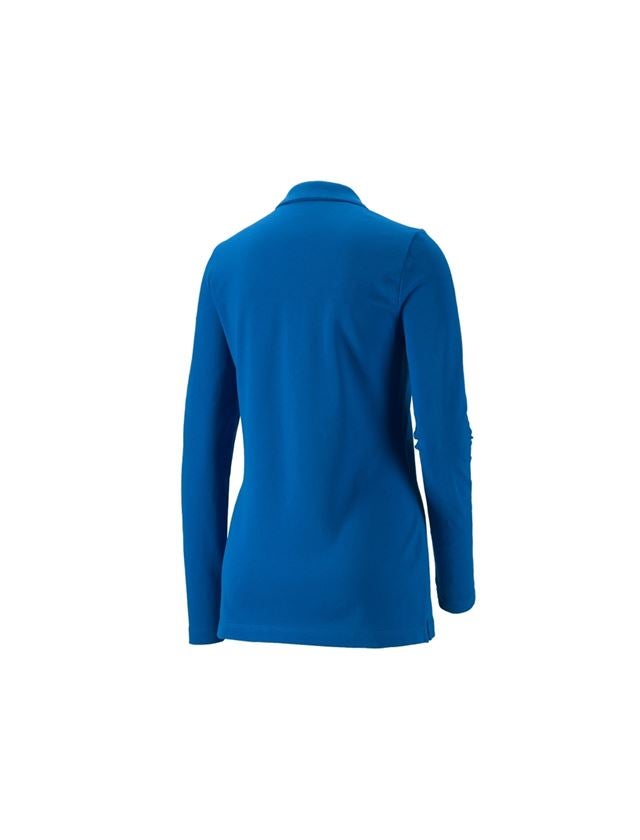 Shirts & Co.: e.s. Piqué-Polo Longsleeve cotton stretch,Damen + enzianblau 1