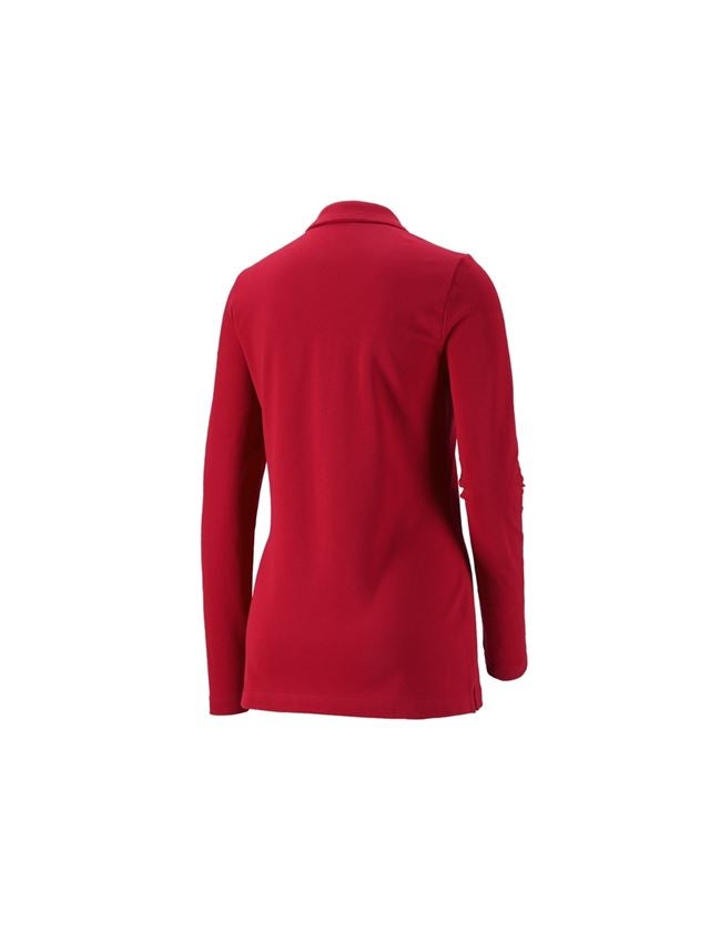 Shirts & Co.: e.s. Piqué-Polo Longsleeve cotton stretch,Damen + feuerrot 1