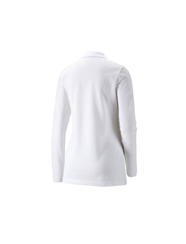Shirts & Co.: e.s. Piqué-Polo Longsleeve cotton stretch,Damen + weiß 1