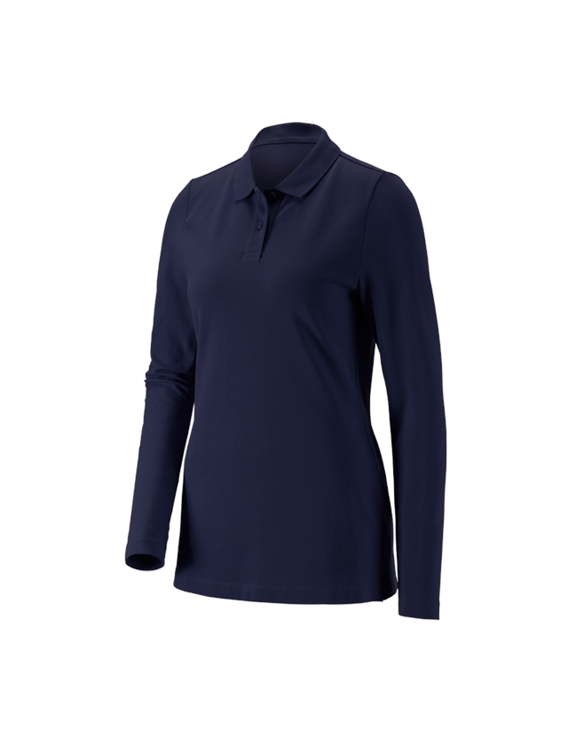Shirts, Pullover & more: e.s. Pique-Polo longsleeve cotton stretch,ladies' + navy