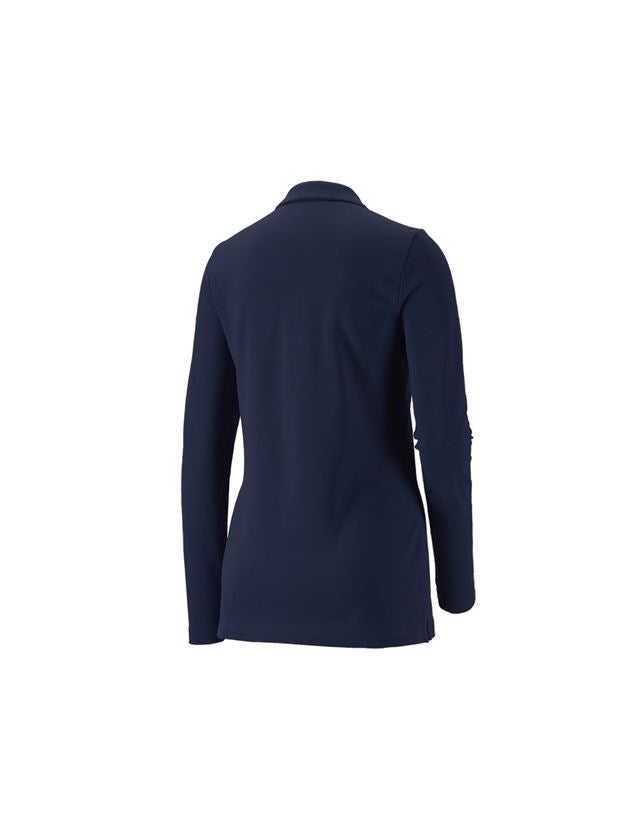 Shirts & Co.: e.s. Piqué-Polo Longsleeve cotton stretch,Damen + dunkelblau 1