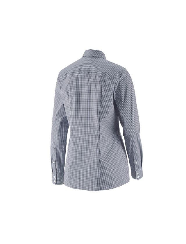 Shirts & Co.: e.s. Business Bluse cotton stretch, Damen reg. fit + dunkelblau kariert 1