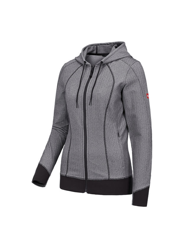 Work Jackets: e.s. Functional hooded jacket herringbone, ladies + black 1