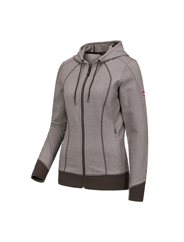 Work Jackets: e.s. Functional hooded jacket herringbone, ladies + chestnut