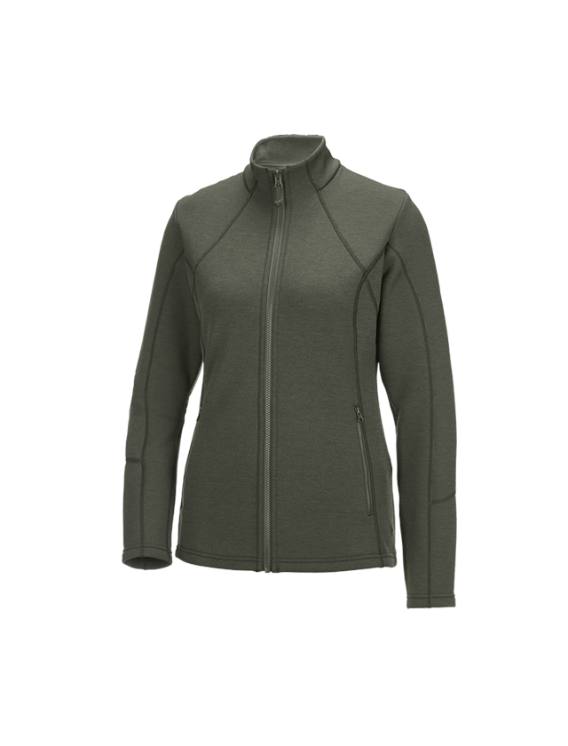 Work Jackets: e.s. Functional sweat jacket melange, ladies' + thyme melange