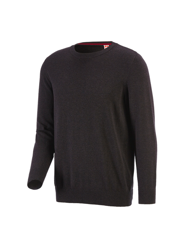 Plumbers / Installers: e.s. Knitted pullover, round neck + brown melange