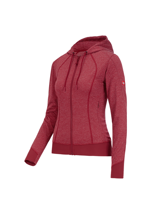 Work Jackets: e.s. Functional hooded jacket stripe, ladies' + fiery red
