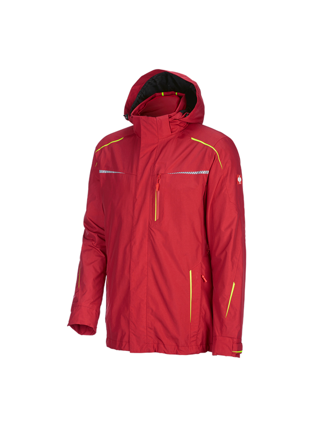 Work Jackets: 3 in 1 functional jacket e.s.motion 2020, men's + fiery red/high-vis yellow 2