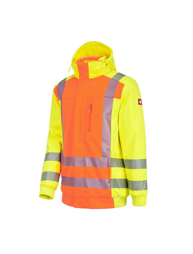Work Jackets: High-vis winter softshell jacket e.s.motion 2020 + high-vis orange/high-vis yellow