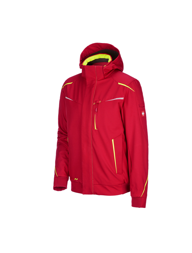 Work Jackets: Winter softshell jacket e.s.motion 2020, men's + fiery red/high-vis yellow 2