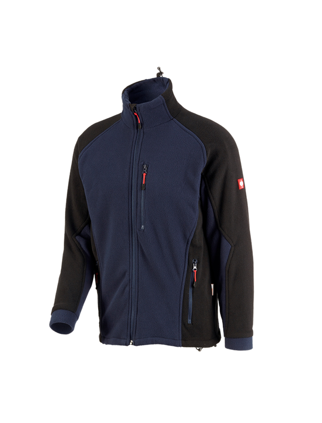 Work Jackets: Functional fleece jacket dryplexx® wind + navy/black