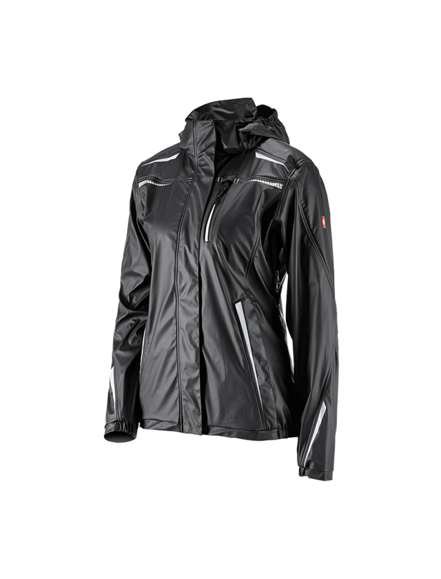 Work Jackets: Rain jacket e.s.motion 2020 superflex, ladies + black/platinum 2