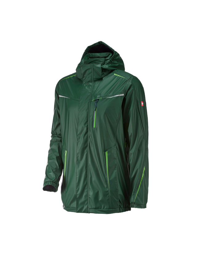 Work Jackets: Rain jacket e.s.motion 2020 superflex + green/sea green 2