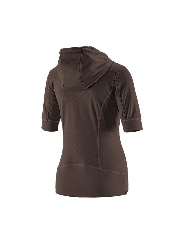 Work Jackets: e.s.Funct. hooded jacket stripe 3/4-sleeve,ladies + chestnut 1