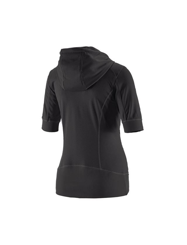 Shirts & Co.: e.s. Funktions Kapuzenjacke stripe 3/4 Arm, Damen + schwarz 1