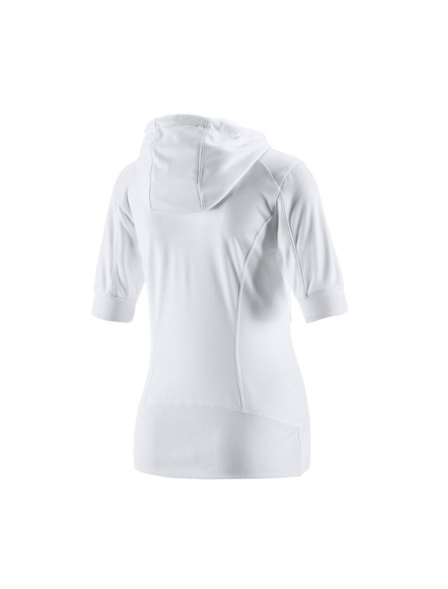 Shirts & Co.: e.s. Funktions Kapuzenjacke stripe 3/4 Arm, Damen + weiß 1
