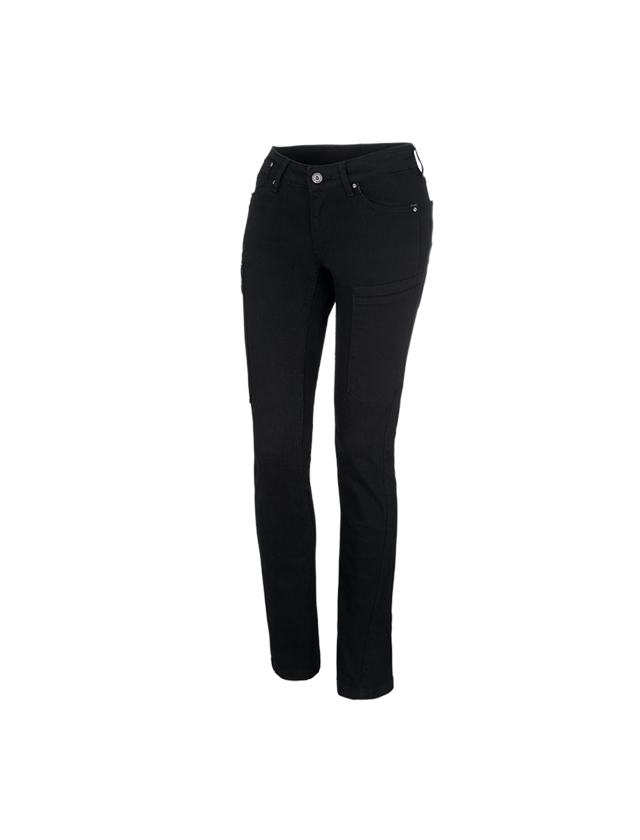 Hosen: e.s. 7-Pocket-Jeans, Damen + schwarz