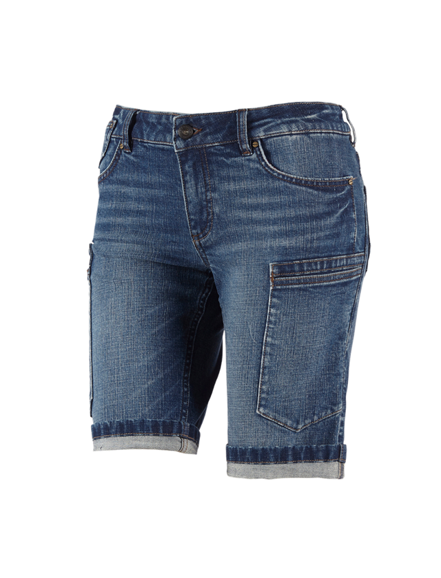 Hosen: e.s. 7-Pocket-Jeans Short, Damen + stonewashed