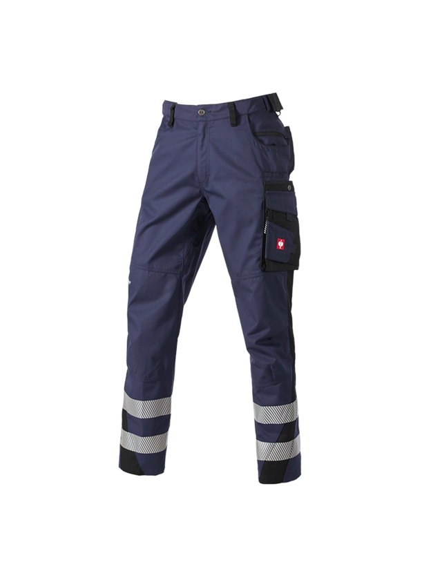 Pantalons de travail: Pantalon à taille élastique Secure + bleu foncé/noir
