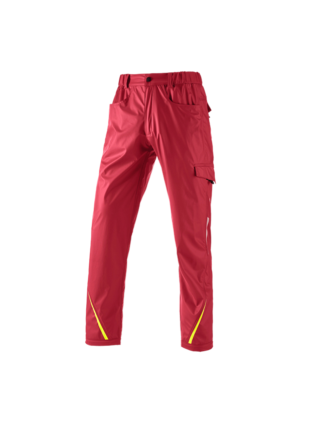 Work Trousers: Rain trousers e.s.motion 2020 superflex + fiery red/high-vis yellow 2