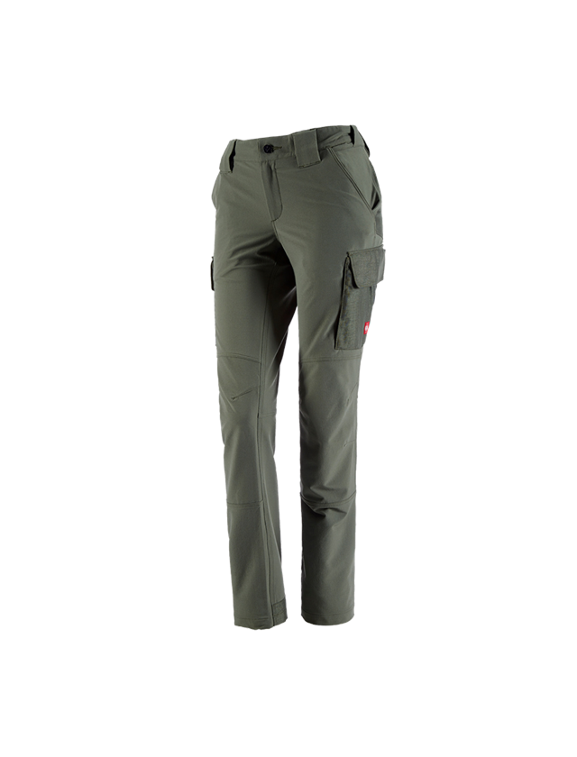 Work Trousers: Funct. cargo trousers e.s.dynashield solid, ladies + thyme 1