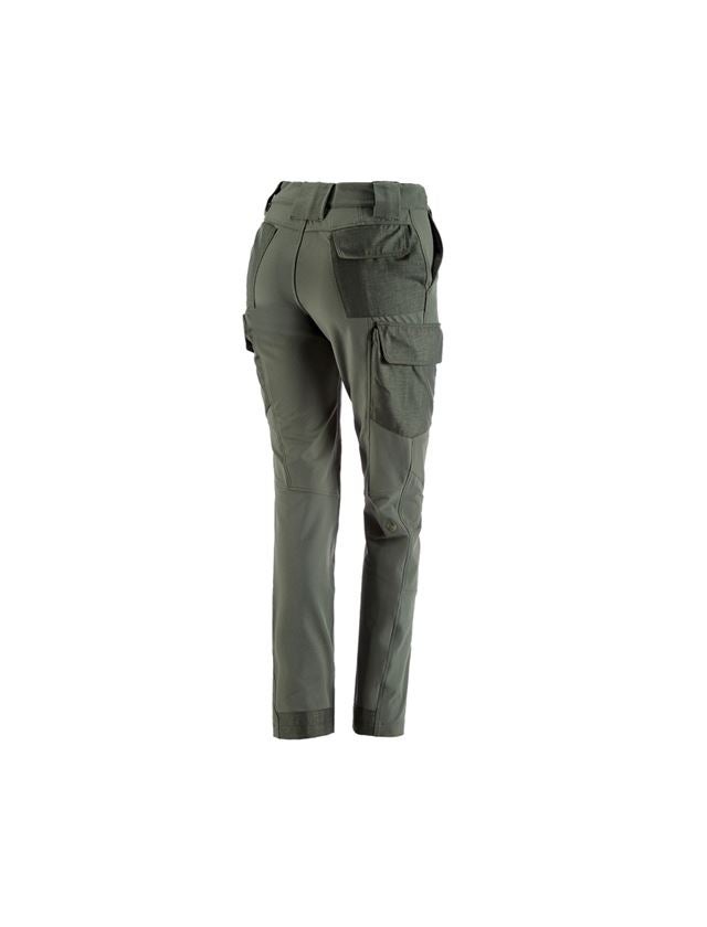 Work Trousers: Funct. cargo trousers e.s.dynashield solid, ladies + thyme 2