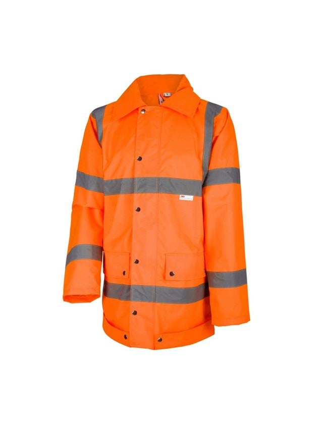 Work Jackets: STONEKIT High-vis rain jacket + high-vis orange