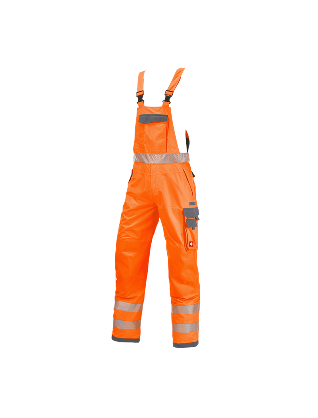 Work Trousers: High-vis functional bib & brace e.s.prestige + high-vis orange/grey