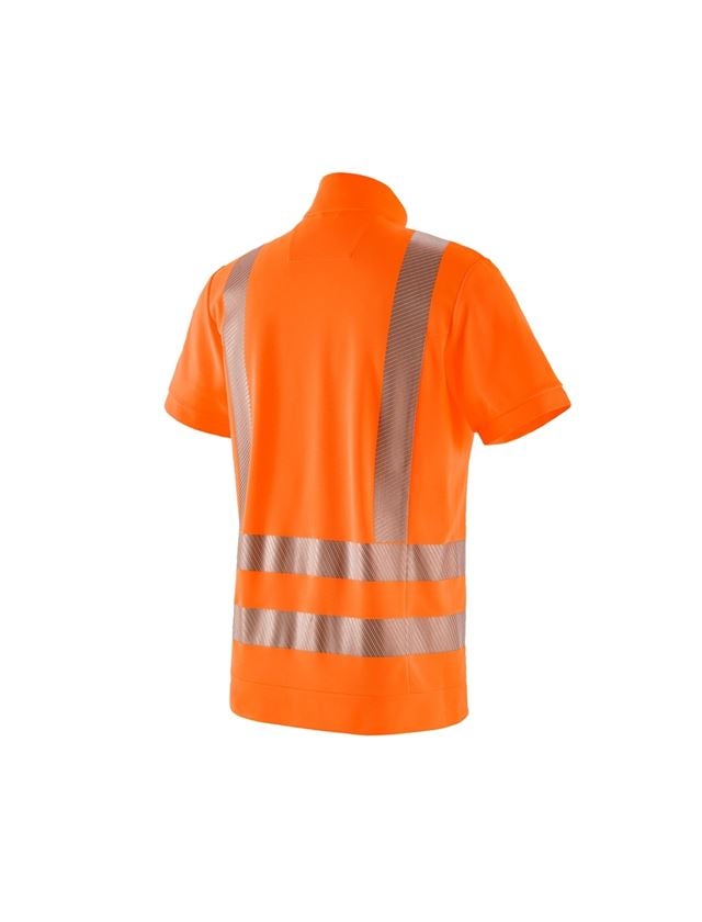 Hauts: e.s. T-shirt fermeture-éclair h.visib. fonct. UV + orange fluo 1