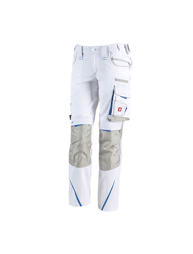 Work Trousers: Ladies' trousers e.s.motion 2020 + white/gentian blue 2