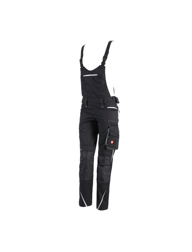 Work Trousers: Ladies' bib & brace e.s.motion 2020 + black/platinum 2
